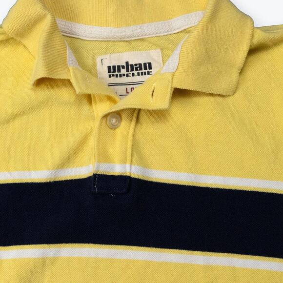 Urban Pipeline Yellow Black White Striped Boys Polo L - Picture 2 of 5